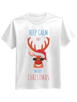 Koszulka Koszulka Męska Keep Calm Christmas Biała - Śmieszne T-Shirty z Nadrukami ?