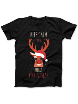 Koszulka Koszulka Damska Keep Calm Christmas Czarna - Śmieszne T-Shirty z Nadrukami ?