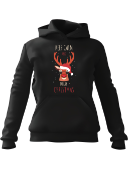 Bluza Męska z kapturem Keep Calm Christmas Czarna - Śmieszne gadżety z Nadrukami ?