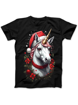 Koszulka Koszulka Damska Świąteczny Jednorożec Czarna - Śmieszne T-Shirty z Nadrukami ?