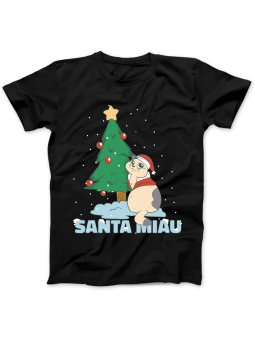 Koszulka Koszulka Damska Santa Miau Czarna - Śmieszne T-Shirty z Nadrukami ?