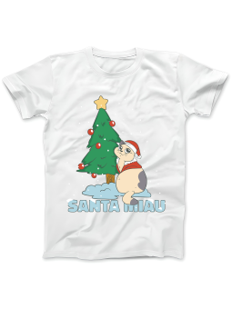 Koszulka Koszulka Damska Santa Miau Biała - Śmieszne T-Shirty z Nadrukami ?