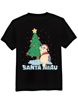 Koszulka Koszulka Męska Santa Miau Czarna - Śmieszne T-Shirty z Nadrukami ?