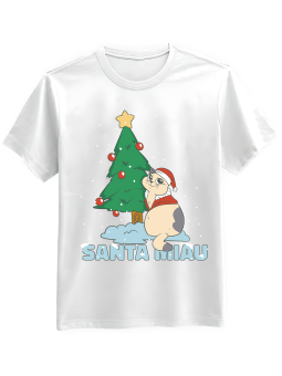 Koszulka Koszulka Męska Santa Miau Biała - Śmieszne T-Shirty z Nadrukami ?