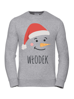 Bluza Męska Pan Bałwan [WYBIERZ IMIĘ] Szara - Śmieszne T-Shirty z Nadrukami ?