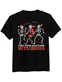 Koszulka Koszulka Męska Christmas Skeletons Czarna - Śmieszne T-Shirty z Nadrukami ?