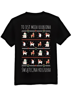 Koszulka Koszulka Męska Ulubiona Świąteczna Koszulka Czarna - Śmieszne T-Shirty z Nadrukami ?