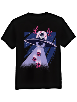 Koszulka Koszulka Męska UFO Mikołaj Czarna - Śmieszne T-Shirty z Nadrukami ?
