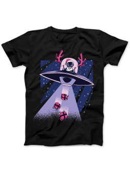Koszulka Koszulka Damska UFO Mikołaj Czarna - Śmieszne T-Shirty z Nadrukami ?
