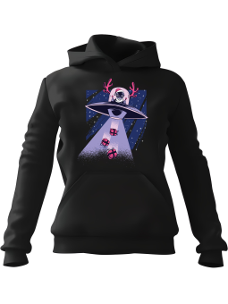 Bluza Damska z kapturem UFO Mikołaj Czarna - Modna Odzież z Nadrukami ?