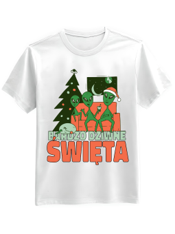 Koszulka Koszulka Męska Bardzo Dziwne Święta Biała - Śmieszne T-Shirty z Nadrukami ?