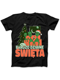 Koszulka Koszulka Damska Bardzo Dziwne Święta Czarna - Śmieszne T-Shirty z Nadrukami ?