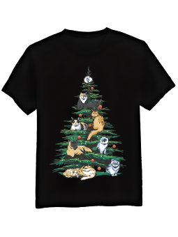 Koszulka Koszulka Męska Choinkowe Koty Czarna - Śmieszne T-Shirty z Nadrukami ?