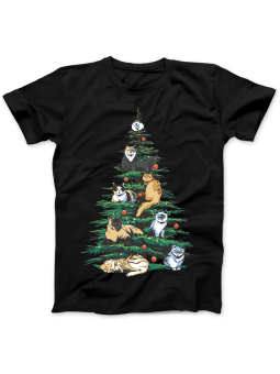 Koszulka Koszulka Damska Choinkowe Koty Czarna - Śmieszne T-Shirty z Nadrukami ?