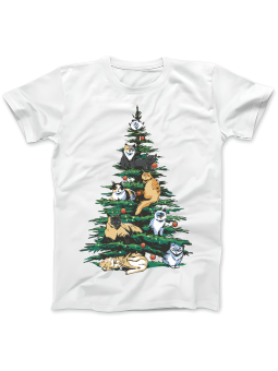 Koszulka Koszulka Damska Choinkowe Koty Biała - Śmieszne T-Shirty z Nadrukami ?