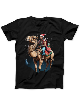 Koszulka Koszulka Damska Mędrzec Na Wielbłądzie Czarna - Śmieszne T-Shirty z Nadrukami ?