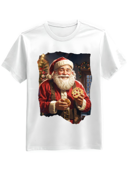 Koszulka Koszulka Męska Mikołaj z Ciasteczkami Biała - Śmieszne T-Shirty z Nadrukami ?