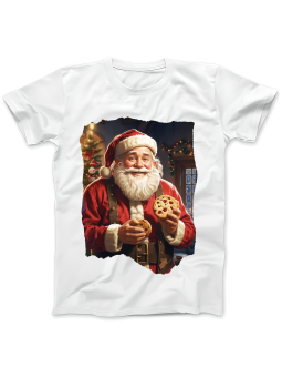 Koszulka Koszulka Damska Mikołaj z Ciasteczkami Biała - Śmieszne T-Shirty z Nadrukami ?