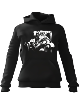 Bluza Damska z kapturem Zrelaksowany Mikołaj Czarna - Modna Odzież z Nadrukami ?