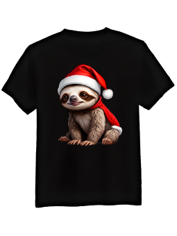 Koszulka Koszulka Męska Leniwiec Mikołaj Czarna - Śmieszne T-Shirty z Nadrukami ?