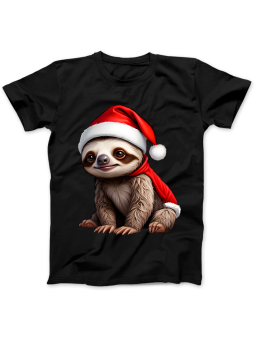 Koszulka Koszulka Damska Leniwiec Mikołaj Czarna - Śmieszne T-Shirty z Nadrukami ?