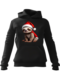 Bluza Męska z kapturem Leniwiec Mikołaj Czarna - Śmieszne gadżety z Nadrukami ?