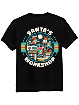 Koszulka Koszulka Męska Santas Workshop Czarna - Śmieszne T-Shirty z Nadrukami ?