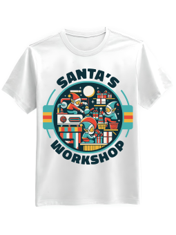 Koszulka Koszulka Męska Santas Workshop Biała - Śmieszne T-Shirty z Nadrukami ?