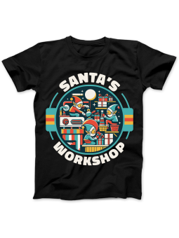 Koszulka Koszulka Damska Santas Workshop Czarna - Śmieszne T-Shirty z Nadrukami ?