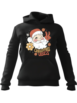 Bluza Damska z kapturem Christmas Vibes Czarna - Modna Odzież z Nadrukami ?