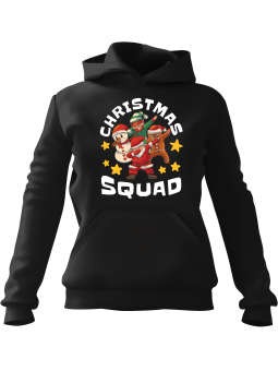 Bluza Damska z kapturem Christmas Squad Czarna - Modna Odzież z Nadrukami ?