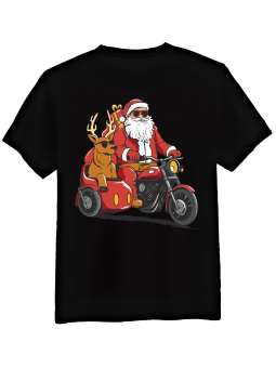 Koszulka Koszulka Męska Mikołaj z Wózkiem Bocznym Czarna - Śmieszne T-Shirty z Nadrukami ?