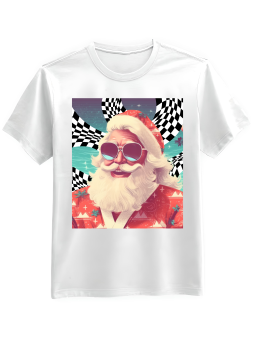 Koszulka Koszulka Męska Vintage Mikołaj Szachownica Biała - Śmieszne T-Shirty z Nadrukami ?