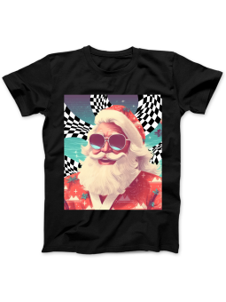 Koszulka Koszulka Damska Vintage Mikołaj Szachownica Czarna - Śmieszne T-Shirty z Nadrukami ?