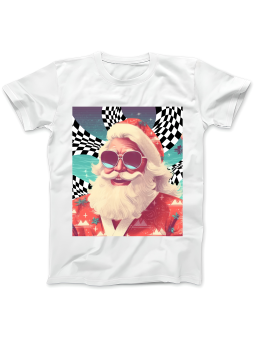 Koszulka Koszulka Damska Vintage Mikołaj Szachownica Biała - Śmieszne T-Shirty z Nadrukami ?