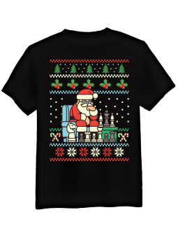 Koszulka Koszulka Męska Mikołaj Sweter Szachy Czarna - Śmieszne T-Shirty z Nadrukami ?