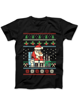 Koszulka Koszulka Damska Mikołaj Sweter Szachy Czarna - Śmieszne T-Shirty z Nadrukami ?