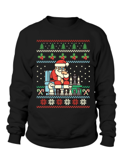 Bluza Męska Mikołaj Sweter Szachy Czarna - Śmieszne T-Shirty z Nadrukami ?