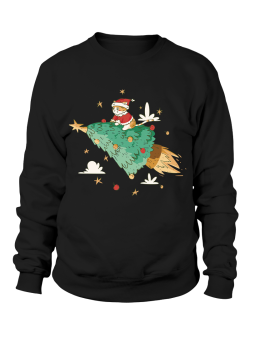 Bluza Męska Kot Na Lecącej Choince - Śmieszne T-Shirty z Nadrukami ?