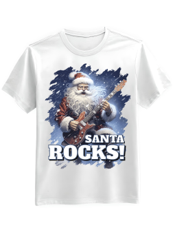 Koszulka Koszulka Męska Santa Rocks Biała - Śmieszne T-Shirty z Nadrukami ?