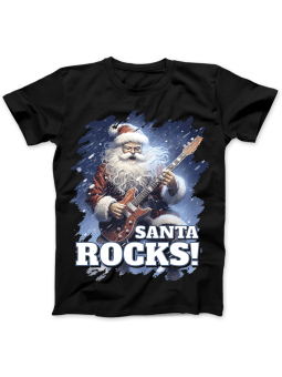Koszulka Koszulka Damska Santa Rocks Czarna - Śmieszne T-Shirty z Nadrukami ?