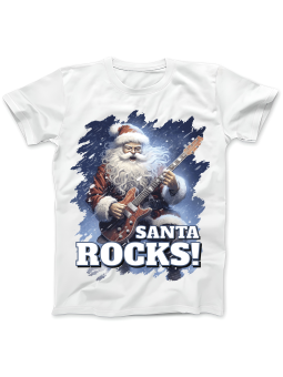 Koszulka Koszulka Damska Santa Rocks Biała - Śmieszne T-Shirty z Nadrukami ?