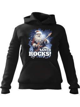 Bluza Damska z kapturem Santa Rocks Czarna - Modna Odzież z Nadrukami ?