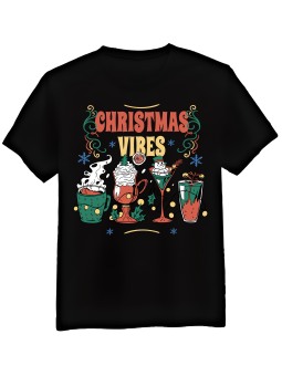 Koszulka Koszulka Męska Napoje Christmas Vibes Czarna - Śmieszne T-Shirty z Nadrukami ?