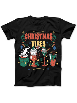 Koszulka Koszulka Damska Napoje Christmas Vibes Czarna - Śmieszne T-Shirty z Nadrukami ?
