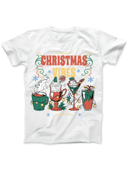Koszulka Koszulka Damska Napoje Christmas Vibes Biała - Śmieszne T-Shirty z Nadrukami ?