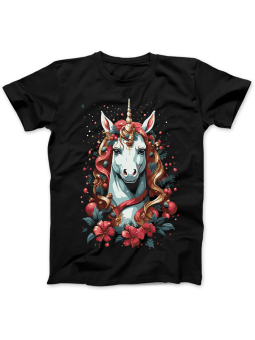 Koszulka Koszulka Damska Ozdobiony Jednorożec Czarna - Śmieszne T-Shirty z Nadrukami ?