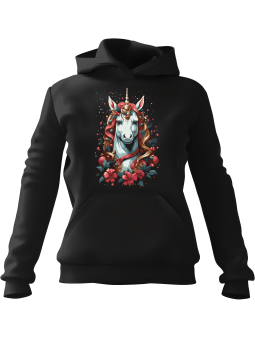 Bluza Męska z kapturem Ozdobiony Jednorożec Czarna - Śmieszne gadżety z Nadrukami ?