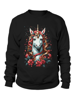 Bluza Damska Ozdobiony Jednorożec Czarna - Śmieszne T-Shirty z Nadrukami ?