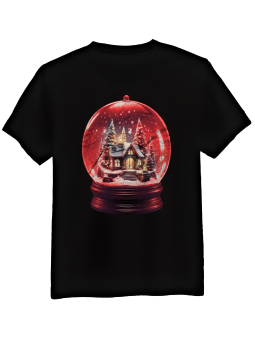 Koszulka Koszulka Męska Śnieżna Kula Domek Czarna - Śmieszne T-Shirty z Nadrukami ?